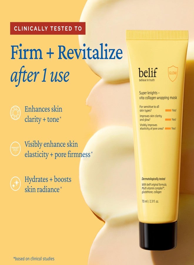 belif Super Knights - Vitamin Collagen Wrapping Peel Off Facial Mask, Elasticity + Hydration, Pore Firmenss & Even Skin Tone, with Multi Vitamin Complex and Glutathione | Korean Skincare, 2.3 fl. oz - Image 5